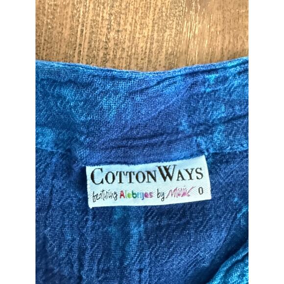 Cotton Ways Blue Art to Wear Lagenlook Top Size Small - Picture 6 of 6